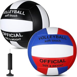 Lenwen 2 Pack Volleyball Official Size 5 for Indoor Outdoor, Waterproof Soft Volleyball Beach Sand Volleyball with Pump for Adult Beginner Beach Game Gym
