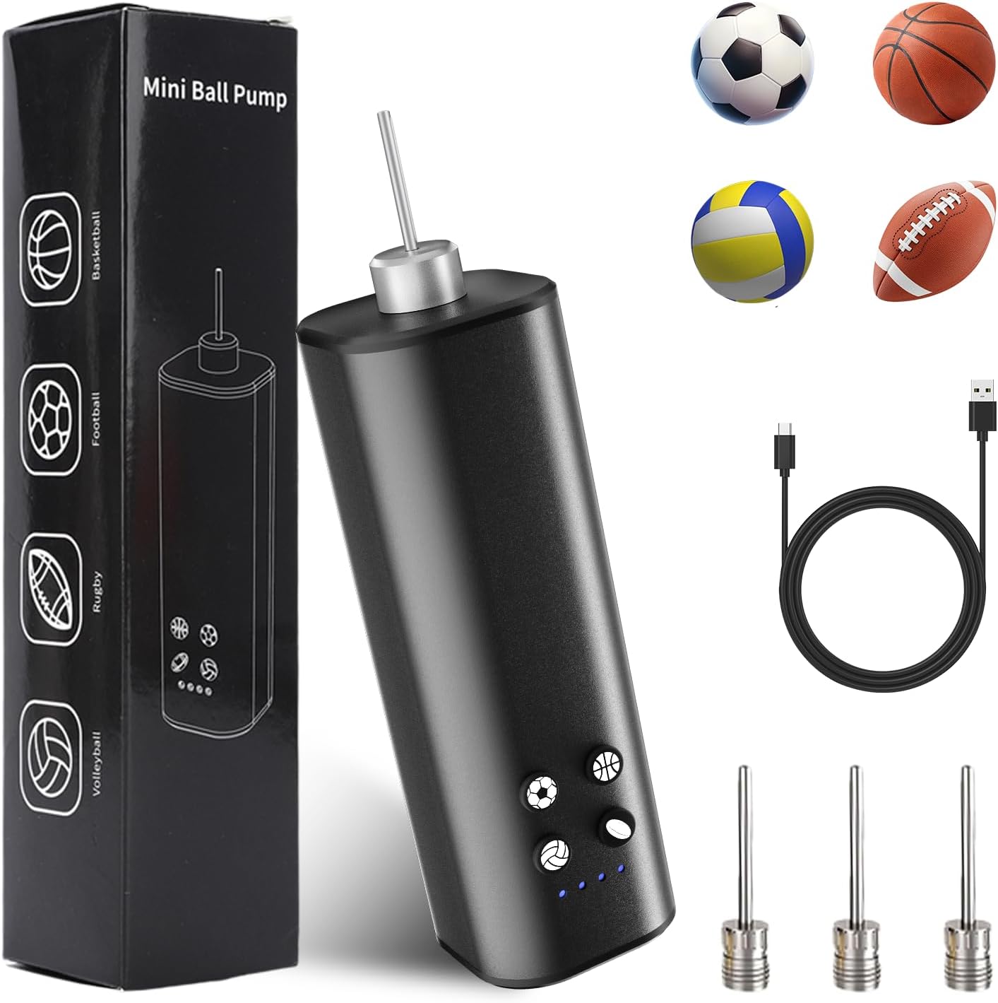 Electric Ball Pump, Smart Air Pump Portable Fast Ball Inflation – 4 Preset Modes, Great for Exercise Ball – Rugby, Basketball Pump, Volleyball Inflator, Football Accessories