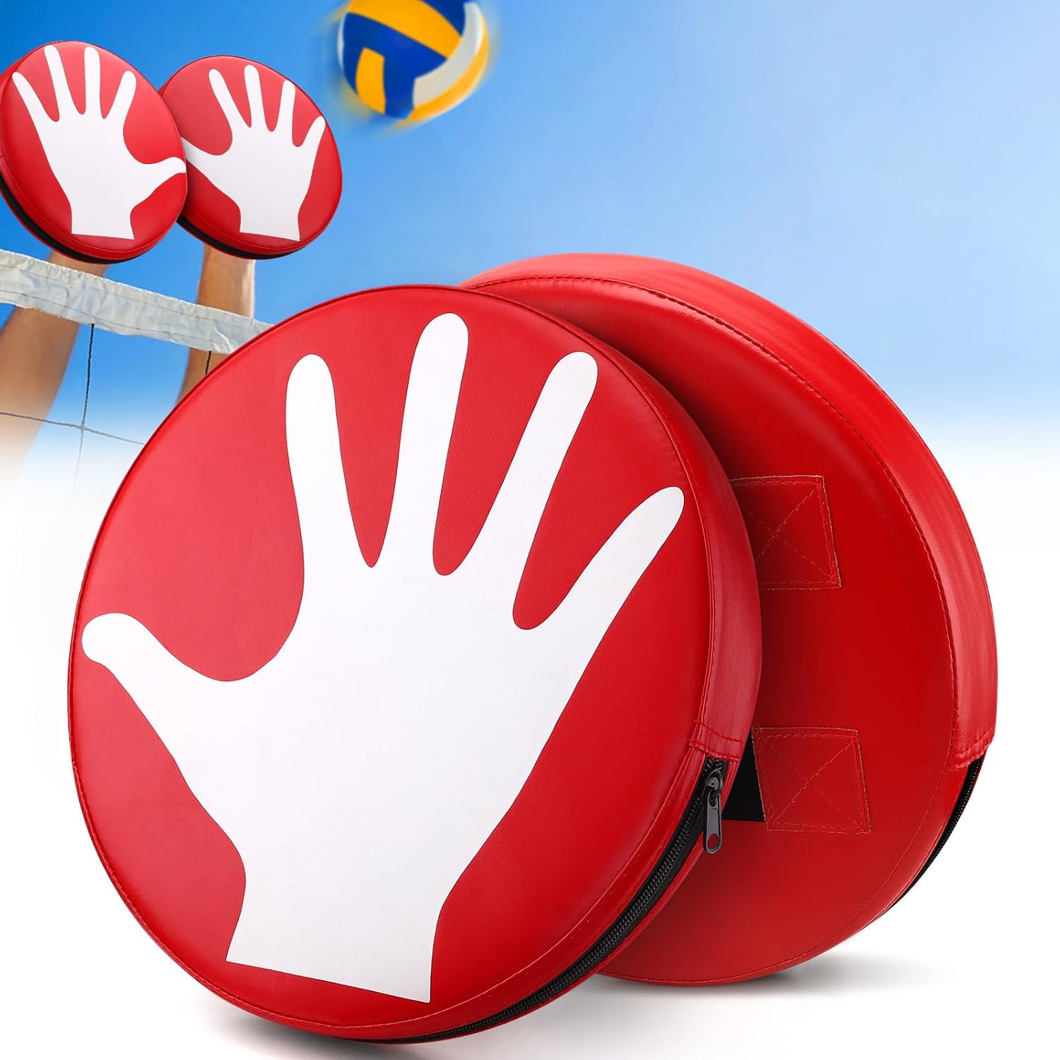 TOBWOLF 2PCS Round Volleyball Blocking Pad, Volleyball Setter Training Equipment for Hitting & Blocking, Volleyball Training Aid Cushion, Mimics Hand Blocking, Protects Blockers Hands During Practice