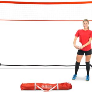 GoSports Freestanding Volleyball Training Net for Indoor or Outdoor Use – Instant Setup and Height Adjustable – 12 ft or 20 ft Sizes