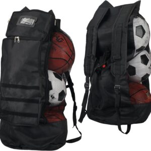 Large Soccer Ball Bags for Coaches, Heavy Mesh Equipment Ball Bag with Adjustable Shoulder Strap, 2 Size Front Pockets for Sporting Accessories, Best for Basketball, Soccer & Volleyball Training