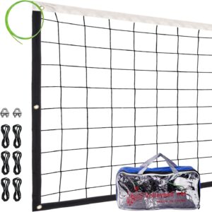 NQV Volleyball Net Replacement with Steel Cable for Outdoor Indoor Backyard Beach, 32FTx3FT Professional Portable Volleyball Net (Net Only)