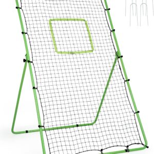 Volleyball Rebounder Net 4x7ft Volleyball Training Equipment Bounce Back Net with 5 Rebound Angles Neon Target and Bungee Cords for Multi Sports Rebounder Training Volleyball Practice Net