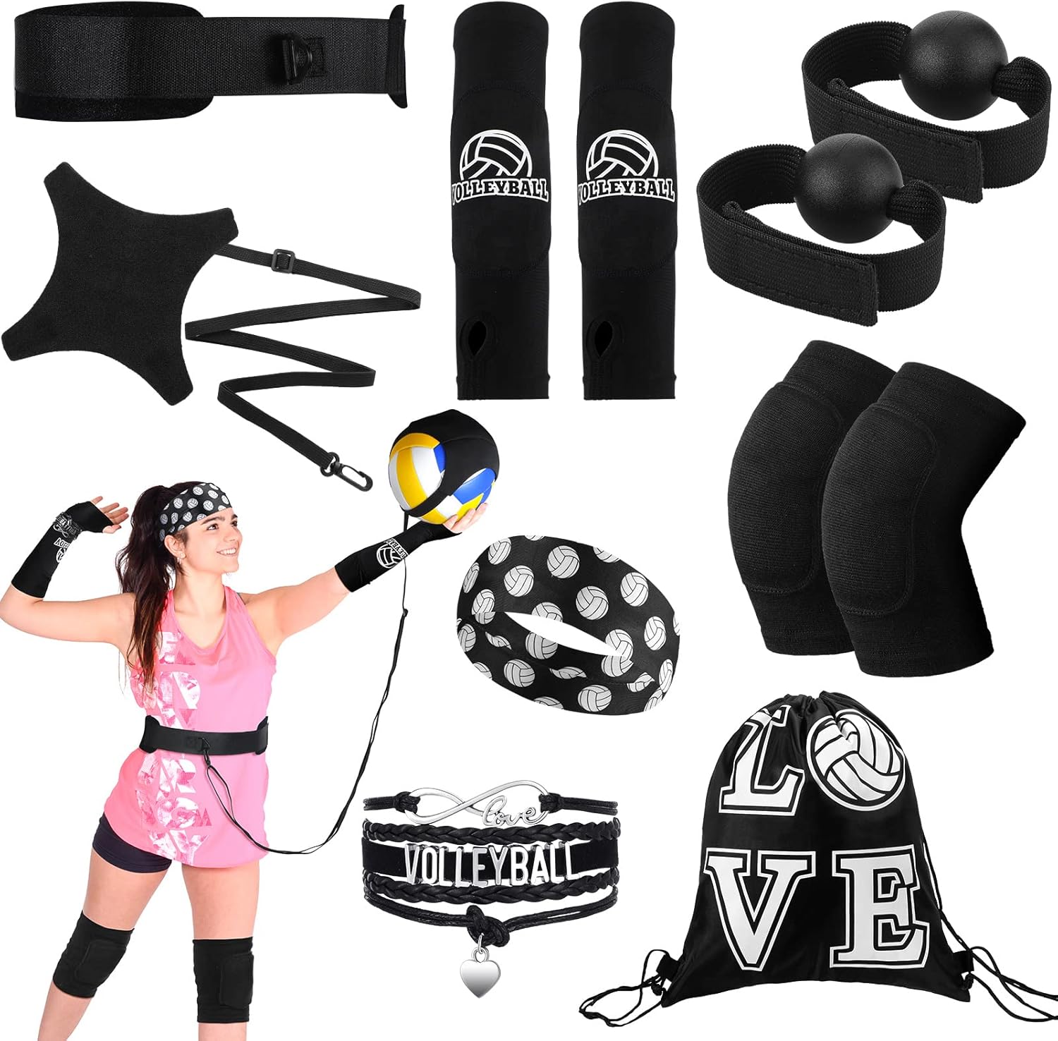 Honoson 7 Pcs Volleyball Training Equipment Aid Volleyball Serving Trainer Volleyball Spike Trainer Volleyball Trainer Kit Volleyball Gifts for Beginners
