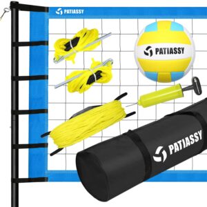Volleyball Net for Backyard Portable Volleyball Set System with Adjustable Height Steel Poles, PU Volleyball with Pump and Carrying Bag for Outdoor