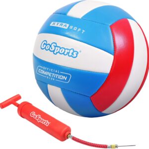 GoSports Soft Touch Recreational Volleyball – Regulation Size for Indoor or Outdoor Play – Includes Ball Pump – Choose Between Single or 6 Pack