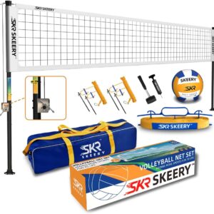 Outdoor Heavy Duty Volleyball Net Set, Anti-Sag Design, Adjustable Aluminum Poles, Portable Volleyball Net for Backyard,Grass and Beach
