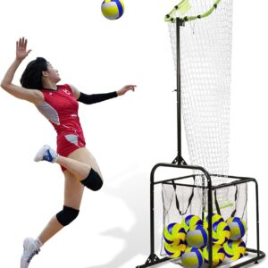Volleyball Setter Trainer Net with Adjustable Height and Angle,Volleyball Setting Trainer Volleyball Setter with Wheels and Collection Bag Volleyball for Indoor and Outdoor Practice