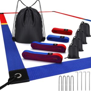 TOBWOLF 26.3′ x 52.6′ Beach Volleyball Lines, Volleyball Court Lines with Metal Anchors & Sand Bags, Highly Visible Boundary Lines Set, Court Size Sand Volleyball Lines for Sand Outdoor Grass Backyard