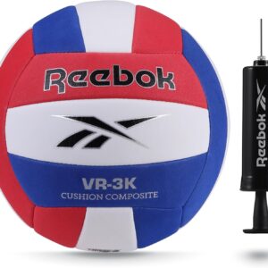 Reebok Recreational Volleyball, Official Size, Performance Composite Ball, Ultra Soft Feel, Includes Pump & Needle, VR-3K Series