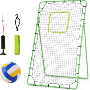 Volleyball Rebounder Net 7x4ft, Volleyball Bounce Back Net with 5 Adjustable Angles, Perfect for Solo Training and Volleyball Practice Net with Target Strap