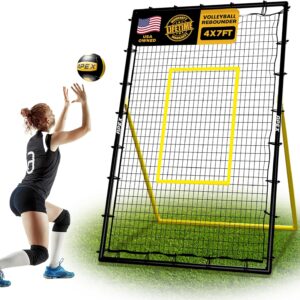 Adjustable Volleyball Rebounder Net 7×4 ft – Training Equipment with Angle Customization for Practicing Volleying, Bumping, Spiking – Durable & Portable with Travel Bag, Improve Skills