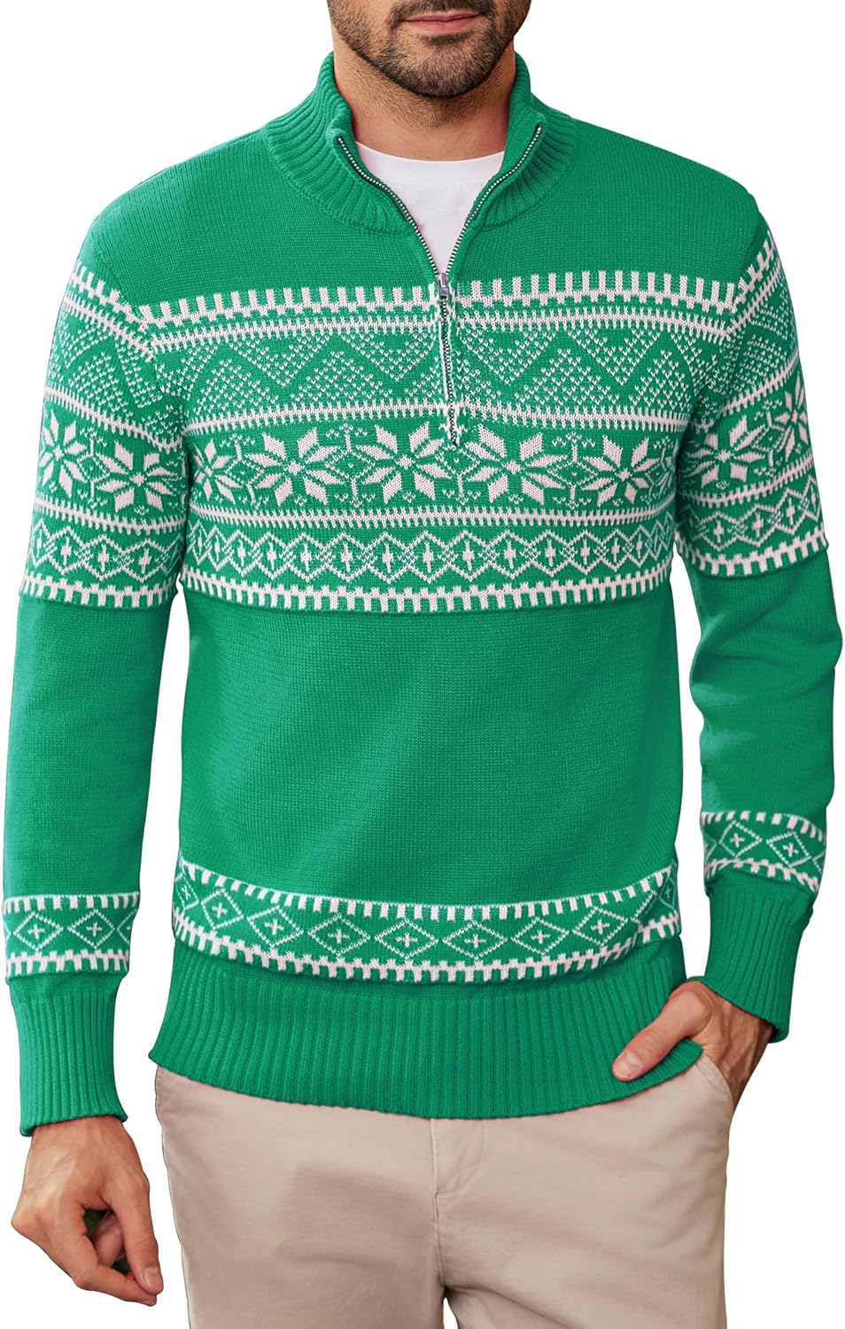 Mens Quarter Zip Pullover Long Sleeve Sweatshirt Slim Fit Sweaters Casual Polo Tops Shirt