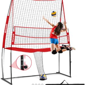 Volleyball Training Equipment, Volleyball Practice Net Station Update Freely Adjustable Height Volleyball Net for Backyard Indoor Outdoor Hitting Serving Passing Practice