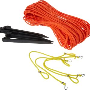 Park & Sun Sports Outdoor Volleyball Boundary Poly Cord Rope with Ground Stakes: 1/4″ Wide Court Line Marker, Orange, Blue