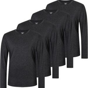 4 Pack Men’s Athletic Quick Dry Long Sleeve Performance Activewear T-Shirt