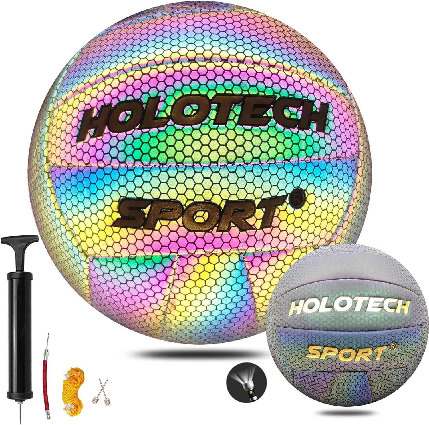 Volleyballs, Holographic Glowing Volleyball Official Size 5, Indoor Outdoor Beach Volleyball Ball for Men Women