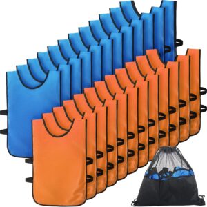 24 Pack Scrimmage Team Soccer Pinnies Vests Jerseys Mercerized Fabric Team Training Practice Vests Pinnies for Youth Adult Sports Basketball, Soccer, Football, Volleyball