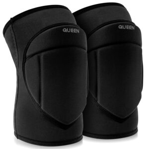 Queen Wear Volleyball Knee Pads for Men and Women – Perfect Protection for Indoor Sports, Ballet, Modern Dance – Sleek Black 4Pro (M)