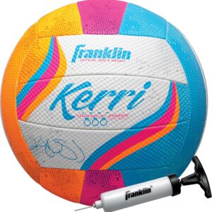 Franklin Sports Kerri Walsh Beach + Outdoor Volleyball – Official Size + Weight – Soft Cover Volleyball for Kids + Adults – with Pump + Needle Included