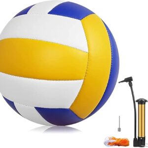 Magicorange Volleyball, 1 Pack Official Size 5 Soft Touch Recreational Volleyballs- PU Leather Indoor Outdoor Volleyballs for Beach Play, Game,Gym,Training -Includes Ball Pump