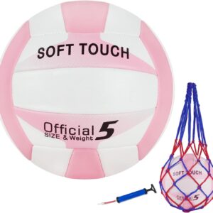 UUBEMM Volleyball Soft Touch for Indoor Outdoor Beach Park Games Gym Practice,Official Size Backyard Volleyballs with Pump for Adults,Teens, Beginners Gifts