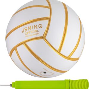 Golden White Design Volleyball,Soft Touch Volleyball for Outdoor Indoor Beach Game,Official Size 5,Volley Lite Volleyball with Pump