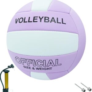 Volleyball Official Size 5 Soft Volleyball Beach Volleyball for Indoor Outdoor Beach Pool Gym Training, 1 Volleyball with 1 Pump & 2 air Needles for Girls Boys Teenager Adult