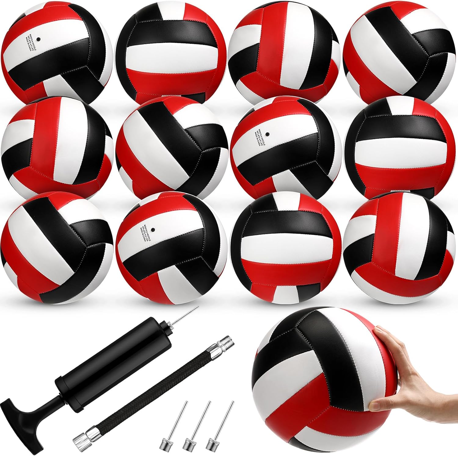 Wettarn 12 Pcs Official Size 5 Volleyballs Bulk Soft Recreational Volleyballs with Pump Regulation Size Volleyballs for Beginner Indoor Outdoor Beach Gym Pool Sand Sport