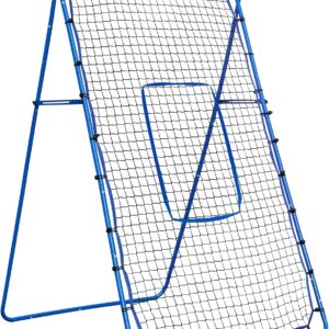 7x4FT Volleyball Rebounder Net, Baseball Lacrosse Rebounder Pitchback Net with 2 x 6-Angle Quick Adjustments, Target Ribbon for Precision, Easy Quick Setup,Ideal for Softball,Soccer and Sport Training