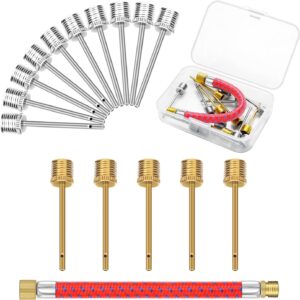 16PCS Air Pump Needle, Dual-Port Inflation Needles, Air Inflation Needle for Football Basketball Soccer Ball Volleyball Rugby Balls and Other Sports Balls Replacement Needles with Portable Storage Box