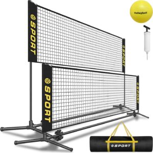 10 FT Mini Portable Volleyball Net Equipment Set with Rubber Volleyball,Pump and Potable Carry Bag.Adjustable Height 2.7FT-5.1FT for Tennis Net,Badminton Net,Soccer Net,Pickleball Net