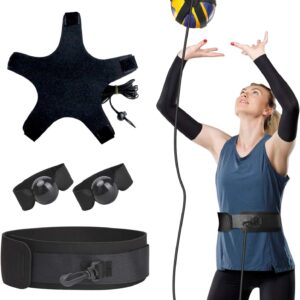 TOBWOLF Volleyball Training Equipment Aid, Elastic Self-Training Volleyball Resistance Band with Adjustable Waist Belt & Ball Pouch & Hand Strap for Practicing Serving, Spiking, Arm Swing Passing