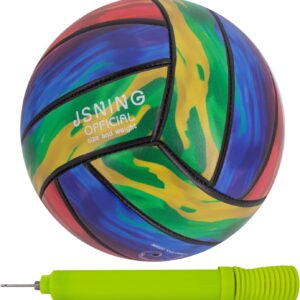 Colorful Volleyball Soft Touch for Outdoor Indoor Beach Game,Official Size 5,Volley Lite Volleyball with Pump