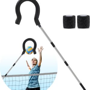 Volleyball Spike Trainer for Serving, Spiking and Jump Practicing- Adjustable Hitting Training Practice Equipment with Question Mark Hook-Real Ball Feeling – Ideal for Beginners/Pros(No Ball)-Black