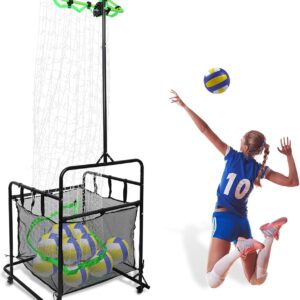 Volleyball Setter Trainer Net, Volleyball Setting Trainer Adjustable Height and Angle with Wheels and Collection Bag, Volleyball Target Net Suitable for Spiking, Serving and Setting Training