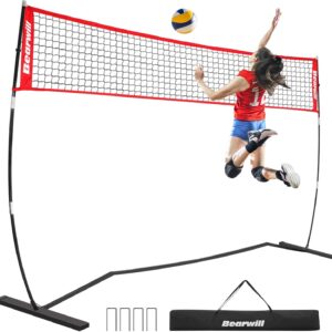 Volleyball Net, 12FT Freestanding Volleyball Net for Backyard, Height Adjustable Portable Volleyball Net with Carry Bag, Professional Volleyball Practice Training Set for Indoor and Outdoor