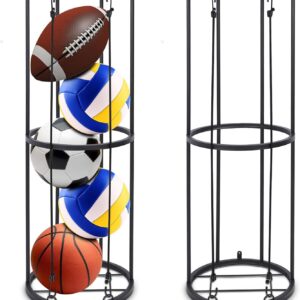 Vertical Ball Storage Rack, Wall-Mounted Garage Sports Equipment Organizer for Basketball, Soccer and Volleyball.