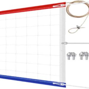 Professional Volleyball net Outdoor Heavy Duty, Lengthened Aircraft Wire Rope, Upgraded Weather Resistance, Thicker Border for Indoor Outdoor Backyard Pool Schoolyard Beach 32x3FT(Net Only)