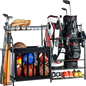 PLKOW Sports Equipment Organizer Garage Storage, Garage Ball Rack, Sports Gear Organizer for Garage