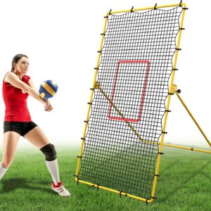 Volleyball Rebounder Net 4x7ft Volleyball Bounce Back Net Training Practice Net with 0-90° Rebound Angles Center Target,Also for Soccer, Baseball, Softball and Lacrosse etc.