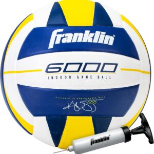 Franklin Sports Indoor Training + Match Volleyballs – Premium 9000 + 6000 Official Size Adult + Youth Volleyballs – Composite Cover Indoor Volleyballs for Games + Practices – Ball + Air Pump Included