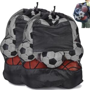 2 Pack Heavy Duty Soccer Ball Bag,Volleyball Ball Bag with Adjustable Strap,soccer Ball Bags for Coaches, Mesh Ball Bag for Holding Basketball, Volleyball, Baseball, Swimming Gear