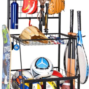 PLKOW Sports Equipment Organizer Garage Storage, Garage Ball Rack, Sports Gear Organizer for Garage