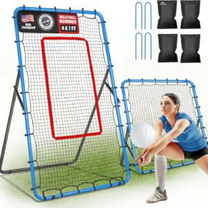 2-in-1 Volleyball Rebounder Net, Adjustable from 7×4 ft to 4×4.5 ft, 4-Angle Bounce Back Net, Training Equipment for Volleying, Bumping, Spiking, Multi-Sport Practice, Resists Twisting