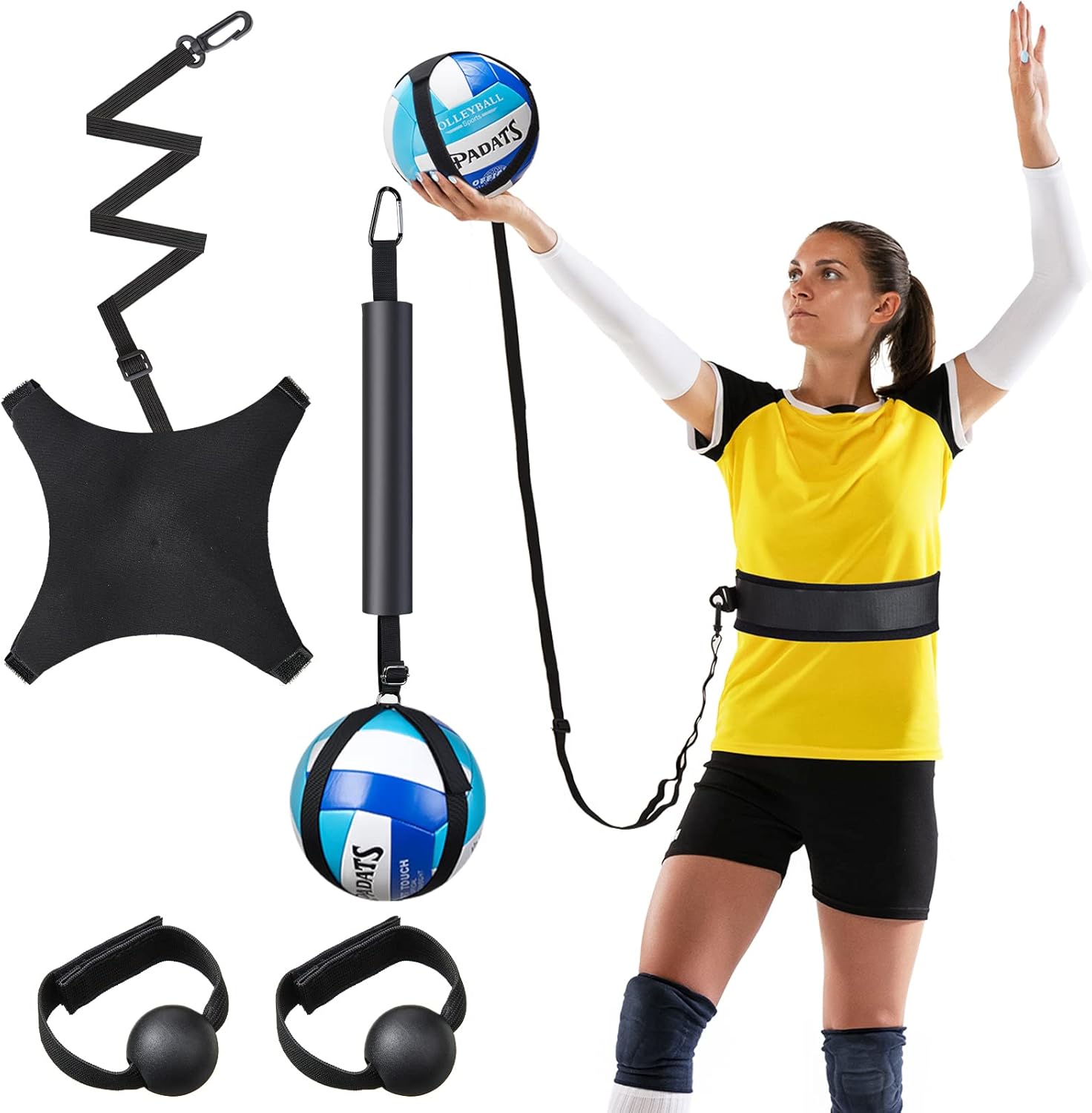 4 Pcs Volleyball Training Equipment Aid Volleyball Spike Trainer Training Technique Solo Trainer for Beginners Practicing Serving Setting Spiking and Arm Swing, Volleyball Gift for Adult Teen