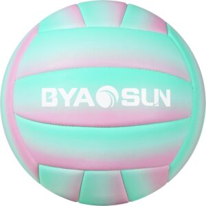 Soft Official Volleyball for Indoor Outdoor Beach, Size 5 Waterproof Volleyball for Beginner Teenager Adult (Green)