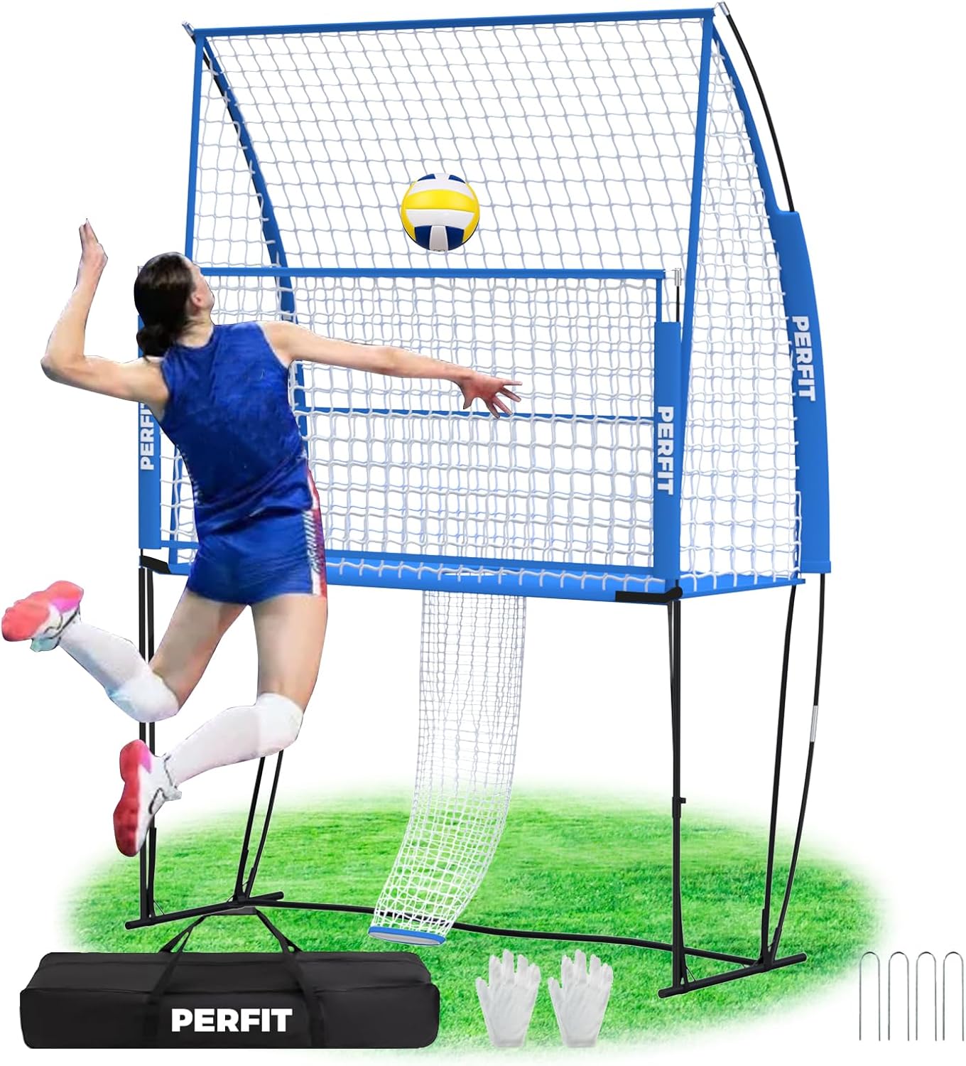 11×8 ft Volleyball Training Net System Portable Volleyball Practice Equipment Height Adjustable Suitable for Indoor, Outdoor, and Backyard Use, Improves Serve Accuracy and Aids Hitting Skills