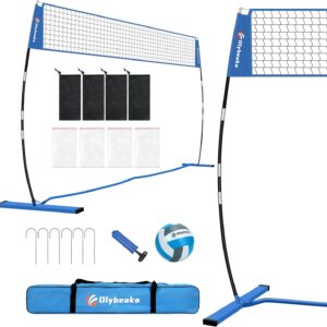 Upgraded Stable Freestanding Volleyball Training Net 12FT for Indoor Outdoor, Height Adjustable Portable Volleyball Practice Net with PU Volleyball, Carry Bag, Stakes