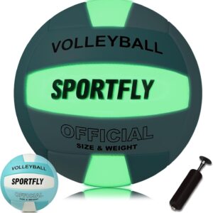 Official Size 5 Glow in The Dark Volleyball, Fluorescent Light Night Volleyball Soft Indoor Outdoor Volleyball Gift Night Ball for Game Gym Training Beach Play with Pump Kit